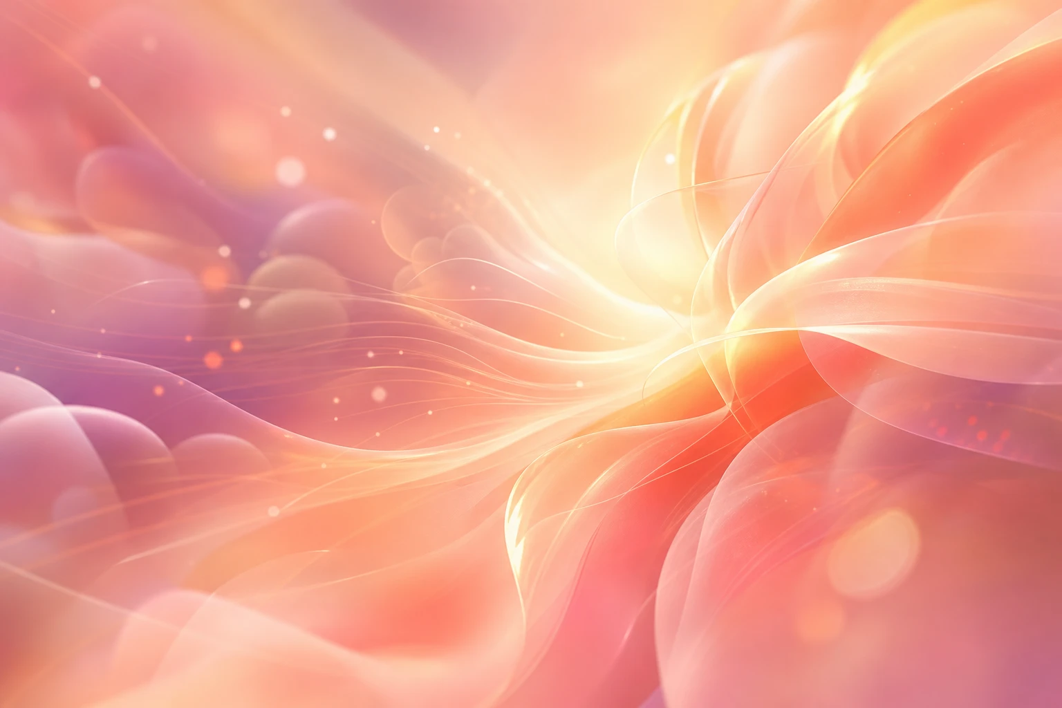 Abstrakte peach- und pinkfarbene Lichtbahnen als Visualisierung einer AI-Automation Pipeline